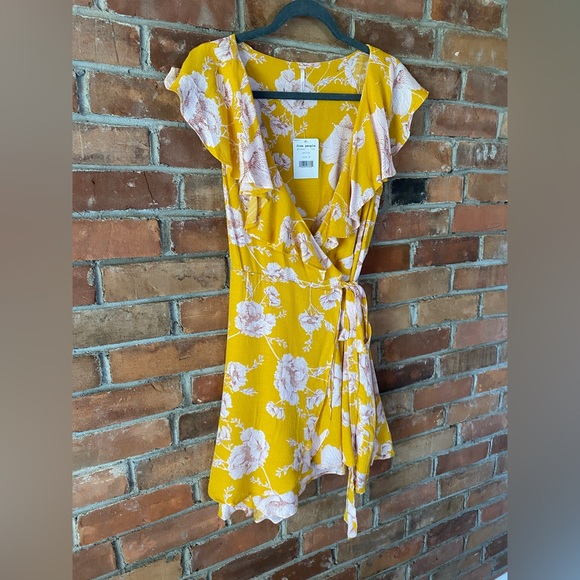 FREE PEOPLE NWTs French quarter yellow floral print mini dress size medium - Picture 7 of 10